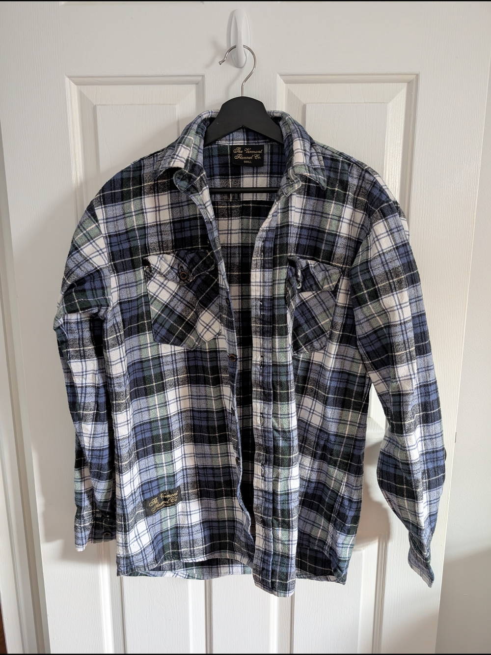 The Vermont Flannel Co. Men's Small Plaid Flannel Shirt - Blue Green White Black